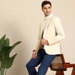 Single-Breasted Notched Lapel Collar Blazer